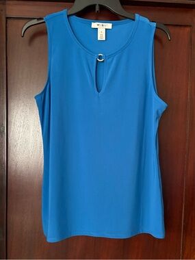 White House Black Market Bright Blue Sleeveless Tank with Keyhole Ring. Size M